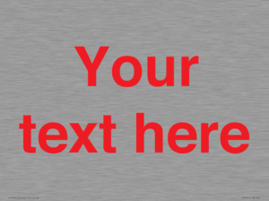 Custom blank information sign. Red text, plain background